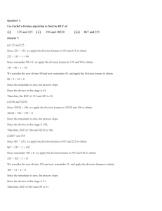 Question 1: Use Euclid`s division algorithm to find the HCF of
