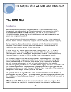 THE GO HCG DIET WEIGHT LOSS PROGRAM