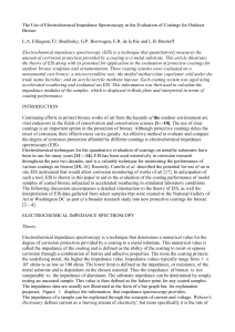 The Use of Electrochemical Impedance Spectroscopy in the