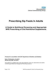 Prescribing Sip Feeds In Adults A Guide to Nutritional Screening