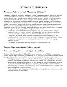 PATHWAYS TO BILITERACY Preschool Pathway Award: “Becoming