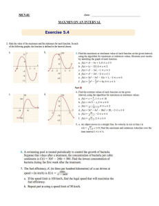 MCV4U date: MAX/MIN ON AN INTERVAL ANSWERS: MCV4U1