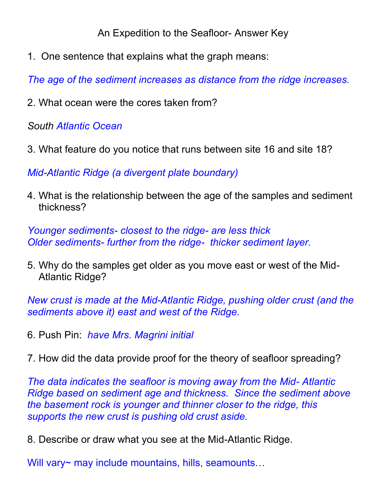 An Expedition to the Seafloor- Answer Key In Sea Floor Spreading Worksheet Answer