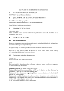 SUMMARY OF PRODUCT CHARACTERISTICS