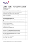 Revision List for GCSE Maths Higher