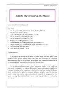 Topic 6: The Sermon On The Mount