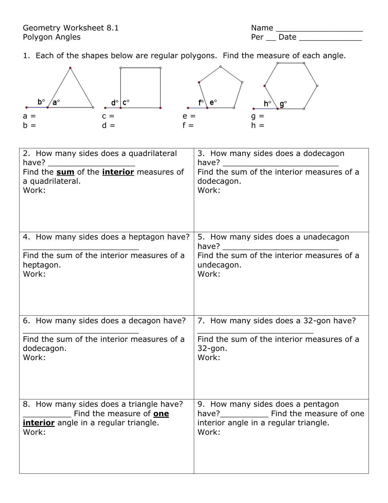 Geometry Worksheet 8