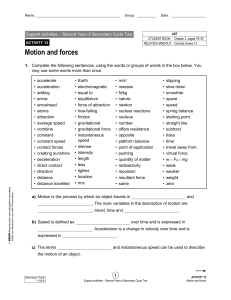 Le mouvement et les types de forces