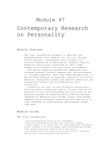 Module 47 Contemporary Research on Personality Module Preview