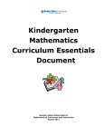 Kindergarten Mathematics Curriculum Essentials Document Boulder