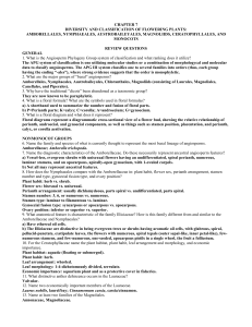 CHAPTER 7 DIVERSITY AND CLASSIFICATION OF FLOWERING