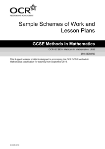 Unit B392/02 – Sample scheme of work and lesson plan