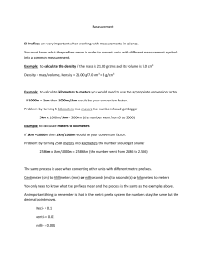 Measurement SI Prefixes are very important when working with