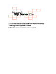 Transactional Replication Performance Tuning and Optimization