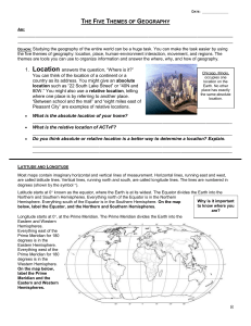 Date: The Five Themes of Geography Aim: Do now: Studying the