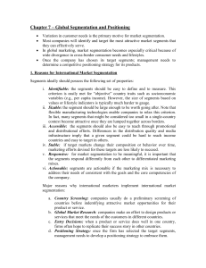 Chapter 7 – Global Segmentation and Positioning 1