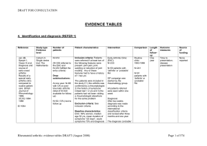 clinical evidence tables for consultation