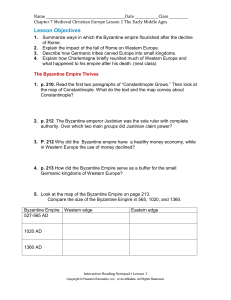 Name ______ Chapter 7 Medieval Christian Europe Lesson 1 The