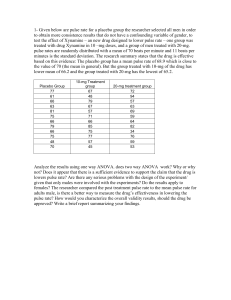 1- Given below are pulse rate for a placebo group the