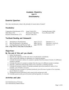 Chapter 9 Stoichiometry