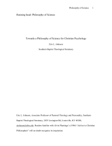 A Philosophy of Human Science for Christian Psychology