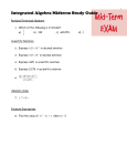 Integrated Algebra Midterm Study Guide