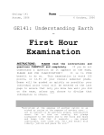 First Hour Exam, Fall, 2006