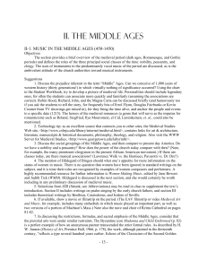 II. THE MIDDLE AGES II-1. MUSIC IN THE MIDDLE AGES (450