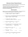 TPS Algebra Placement Exam Name