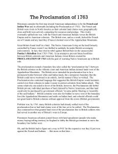 The Proclamation of 1763 - Harlan Independent Schools