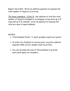 Report Card Skill: Write an addition equation to express the total