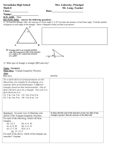 Math 8 Lesson Plan 69D Triangle Inequality Theorem class outline