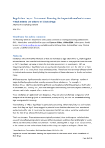 Regulation Impact Statement: Banning the importation of substances