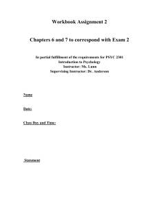 Workbook Assignment 2 Chapters 6 and 7 to correspond with Exam