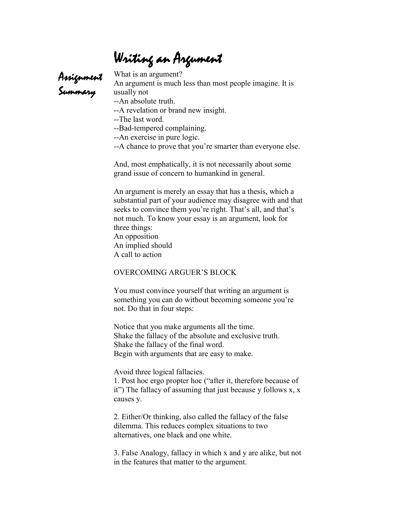 writing an argument logical fallacies essay