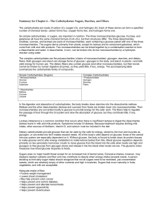 Summary for Chapter 4 – The Carbohydrates: Sugars