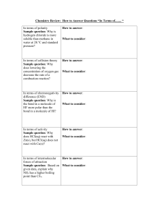 Chemistry Review: Strategies for the CRQ`s