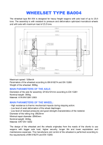 WHEELSET TYPE BA004 The wheelset type BA 004 is designed for