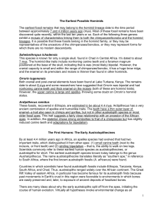 The Earliest Possible Hominids