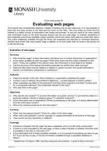 Evaluating web pages