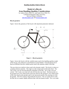 Model of a Bicycle from Handling Qualities Considerations