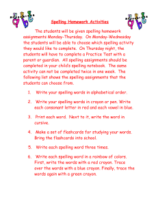 The following is a list of spelling activities that students can complete