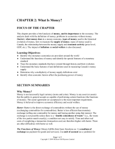 CHAPTER 2: What Is Money - McGraw Hill Higher Education