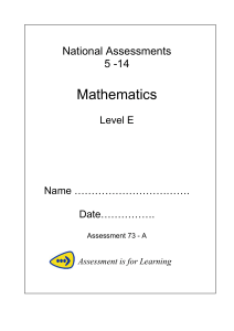 Maths Level E Assessment 73A