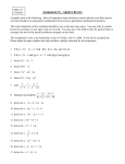 Assignment #1 - Algebra Review