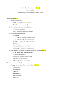 Acute Alcohol Intoxication - Alcohol Medical Scholars Program