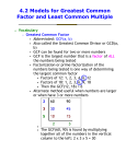 4.2 Models for Greatest Common Factor and Least Common Multiple