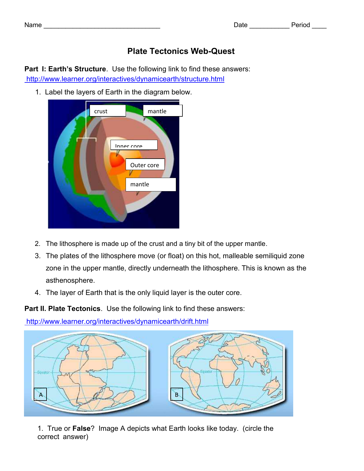 Plate Tectonics Webquest