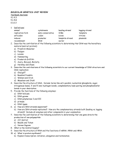 molecular genetics unit review