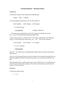 Chemical Kinetics – Reaction Orders